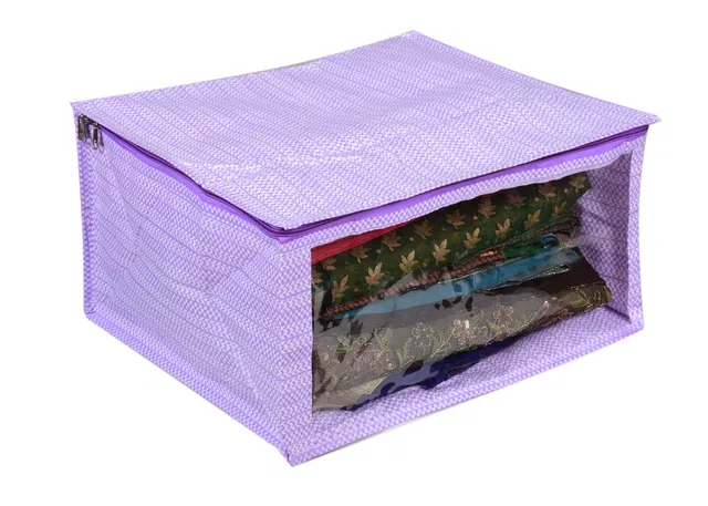 Non-woven Zip Closure Saree Covers (Purple, Pack of 2)