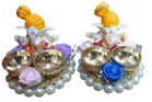 Metal Decoretive Pooja Thali, Multicolour Pack of 2