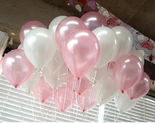 Party Decoration Kits (White & Pink, Set of 50)