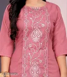 Floral Embroidered Cotton Blend Kurti for Women 