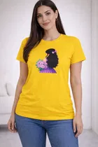 Cotton Blend Printed T-shirt for Men, Yellow 