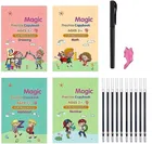 Sank Magic Practice Copy Books (4 Pcs) with Pen, Grip & 10 Pcs Refills for Kids (Multicolor, Set of 4)