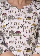 White Women's Printed Cotton Night Suit Set 