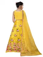 Net Embroidered Semi Stitched Lehenga for Girls 