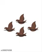 Bird Wooden Wall Hanging ,Brown, Pack of 4