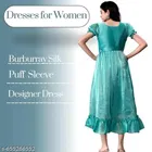 Solid Satin Silk Short Sleeve Maxi Gown for Women 
