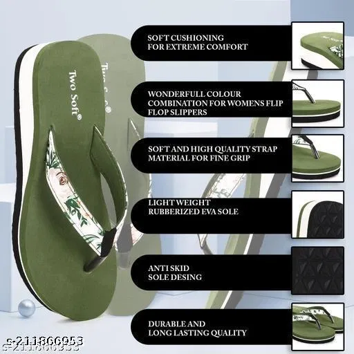 EVA Flip-flops for Women (Green, 8)