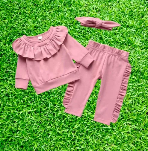 Crepe Printed Clothing Set for Girls (Pink, 1-2 Years)