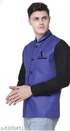 Cotton Blend Ethnic Jacket for Men (Royal Blue, M)