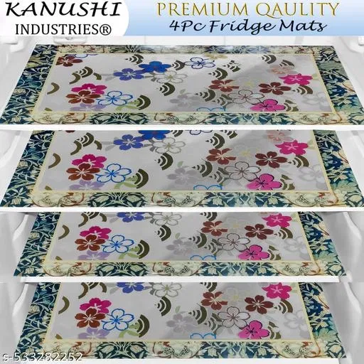 KANUSHI Industries® PVC Washable Fridge Multi Purpose Mats/Fridge Mats Set of 4 / Refrigerator Mats Set(RK-FRIMAT-M-61-04)
