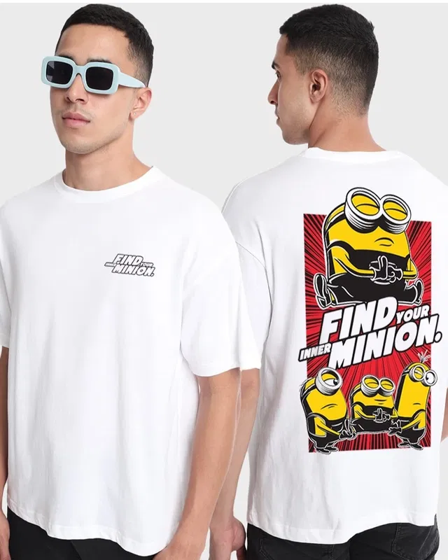 Round Neck Printed T-Shirt for Men (White, M)