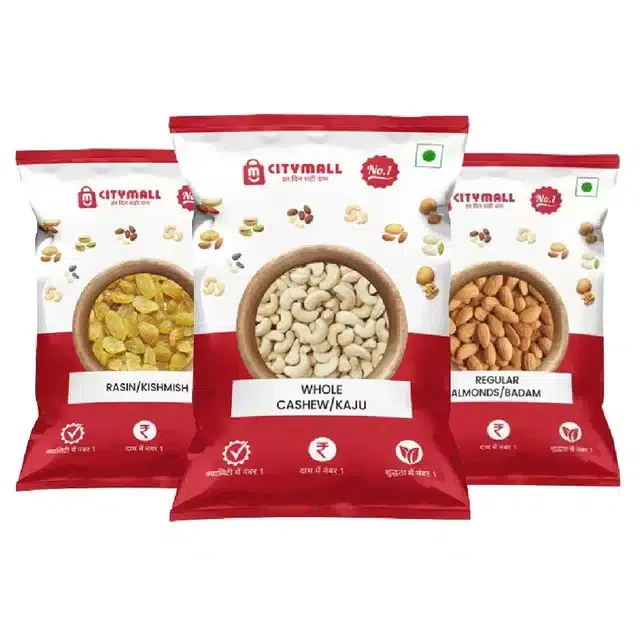 सिटीमॉल नं. कॉम्बो (बादाम + साबुत काजू + किशमिश) 3X100 g