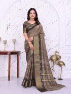Dola Silk Printed Saree for Women, Brown 