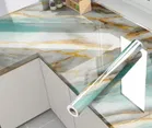 Decor Wallpaper for Home/Kitchen Green Gold Marble Printed 45x200cm
