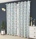 Polyester Printed Window & Door Curtains (Pack of 2) (Blue, 5 feet)