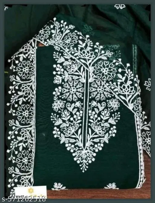 Embroidered Patiala Suit for Women (Green, 7.05 meter (4XL)