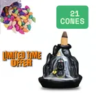 Poly Resin Shiva Murti Showpiece with 21 Pcs Backflow Smoke Cones (Black, Set of 1)