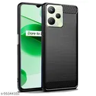 AESTMO Back Case Cover for Realme C35 Shockproof Slim Carbon Fibre Rugged TPU Armor Back Case Cover for Realme C35 