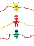 Synthetic 3 Pcs Rakhi with Roli Chawal 