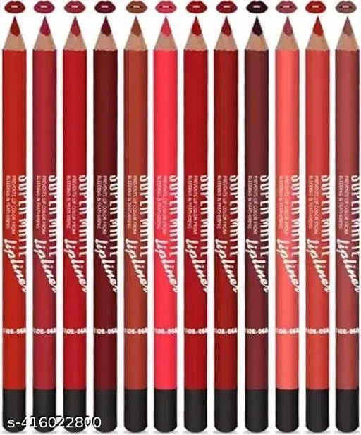 Super Matte Lip Liner Pencil, Multicolor, Pack of 12
