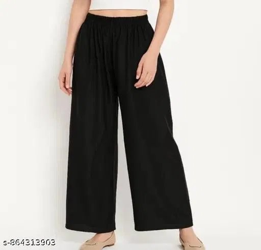 Palazzo Pants for Women (Black, XXL)
