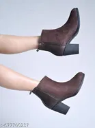 Shoetopia Suede Heeled Boots Brown 