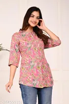 Rayon Three Quarter Sleeves Top for Women 