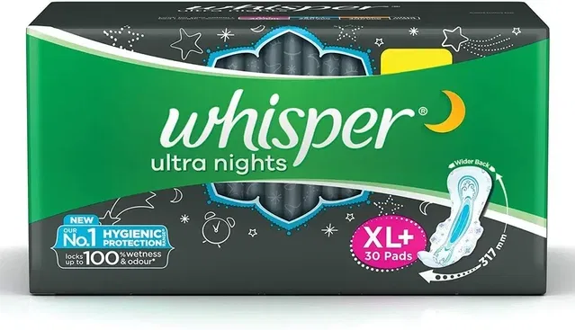 विस्पर बिंदास नाइट्स सैनिटरी पैड्स XL+ (30 पैड्स)