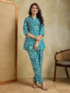 Cotton Rayon Printed Kurta with Pant for Women 