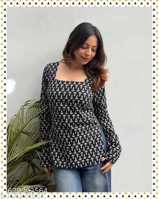 Kurti for Women (Black, S)