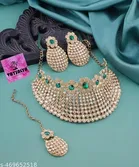 Mehandi Finish Golden Diamonds Bridal Choker Set for Women 