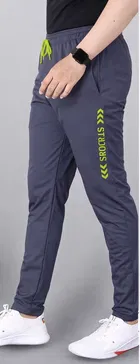 Poly Blend Solid Trackpants for Men, Grey 