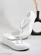 Shoetopia White Wedge Sandals 