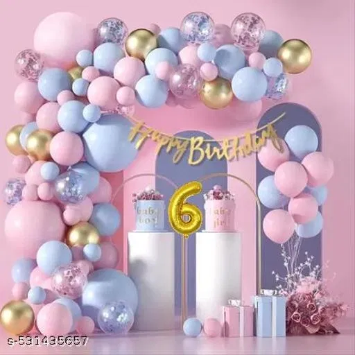 45 Pcs 6th Birthday Decoration kit, Multicolour, Set of 1