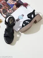 Shoetopia Black Solid Heel Sandals 
