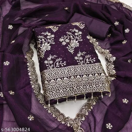 Georgette Punjabi/All Over Suits for Women (Purple, 6.25 meter (L)