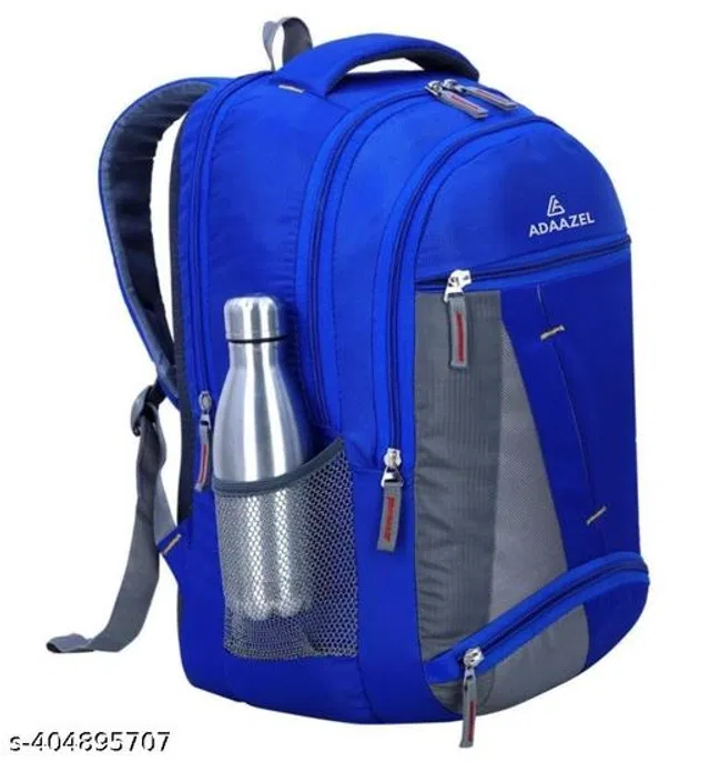 Polyester Backpack for Kids (Royal Blue & Grey)