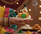 Metal Decoretive Pooja Thali, Multicolour Pack of 1