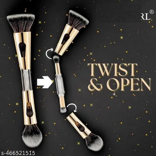 4 in 1 Essential Make Up Brush Kit Includes Foundation Brush, Powder Brush, Eyeshadow Blending Brush, Flat Brush | Compact Design | Travel Friendly | Soft Bristles For Women.