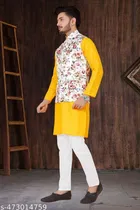 Cotton Button Kurta Set for Men 