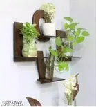 Love  2Wooden Wall Hanging ,Brown, Pack of 4