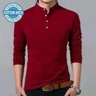 Mandarin Collar Solid T-Shirt for Men 