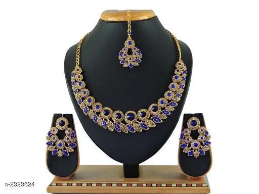 Diya Elegant Party Wear Alloy Jewellery Sets for Women (Blue, Free Size)