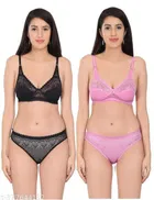 Polycotton Bra with Panty for Women 