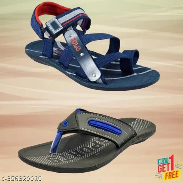 Sandal with Flipflop for Men (Multicolor, 8) (Pack of 2)