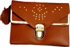 Women's Party wear/ Casual Hand wallet clutch Tan Style 4 ,One Size