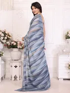 Georgette Printed Saree for Women, Grey 
