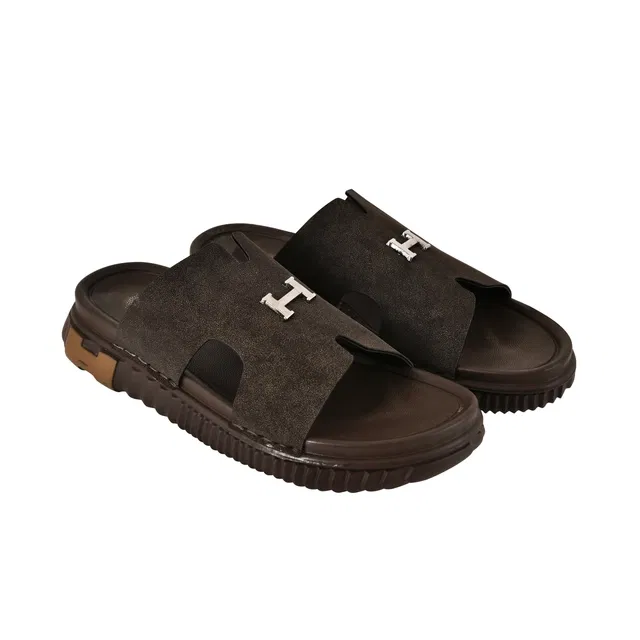 Slip On Slippers for Men (Brown, 10)