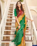 Striped Saree with Unstitched Blouse for Women 