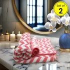 Safina Hand & Bath Towel Set Pack of 2 Chevron Pink
